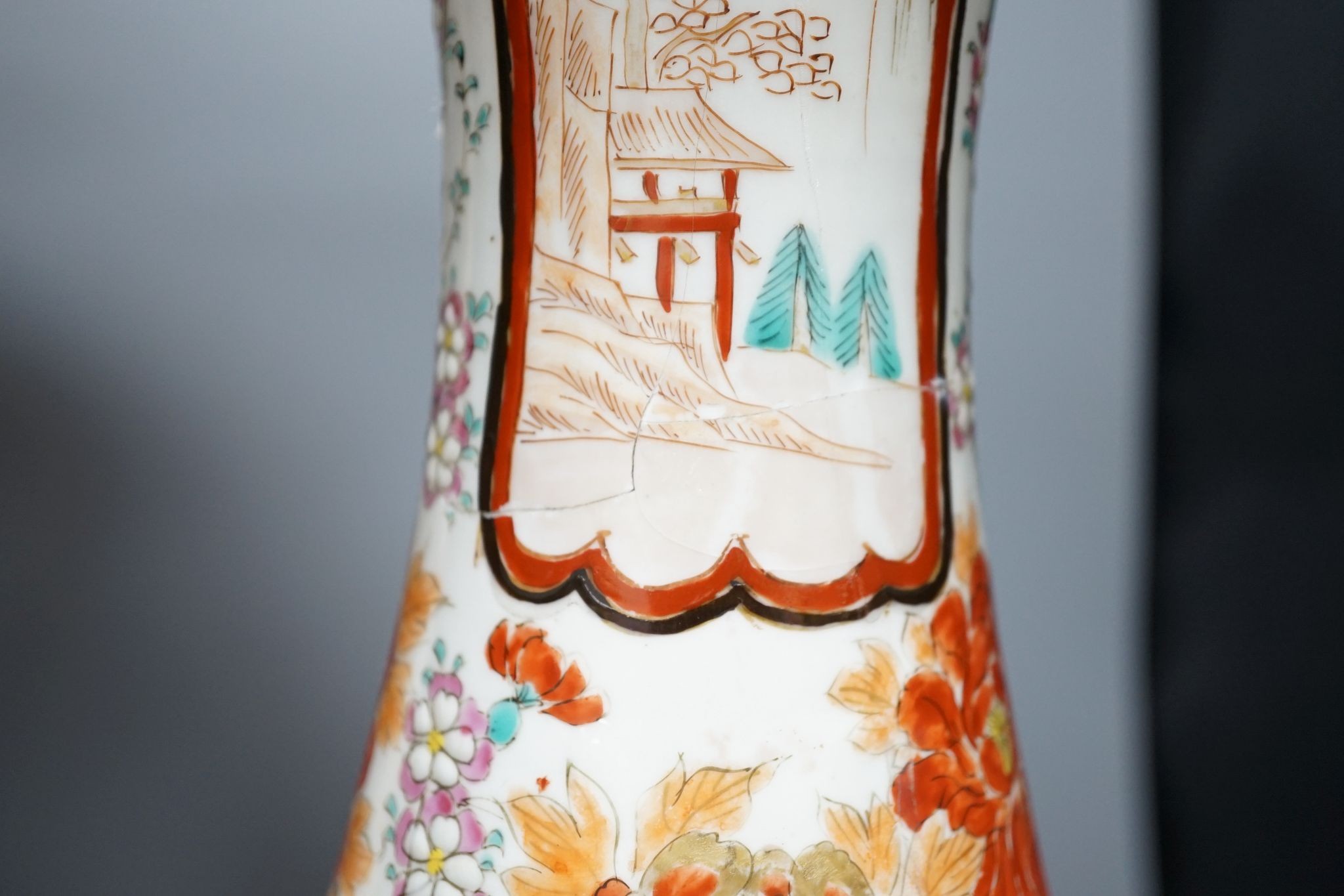 A large pair of Kutani vases, 56cm